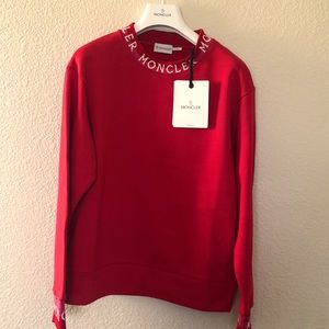 MONCLER Red Maglia Girocollo Round Neck Logo Sweatshirt – NEW with Tags